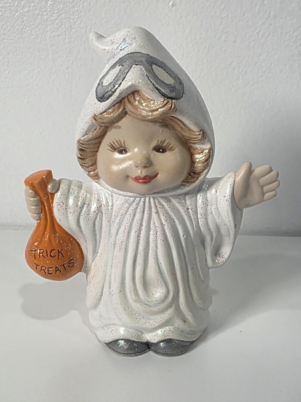 🎃Vtg Dona Mold Sweet Tot Girl In Ghost Costume Halloween Tricky Treats Figurine